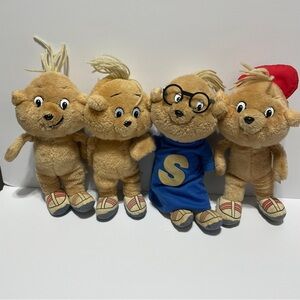 CBS Toys Alvin and the Chipmunks Plush Set Gender Size Tan 1983 Vintage